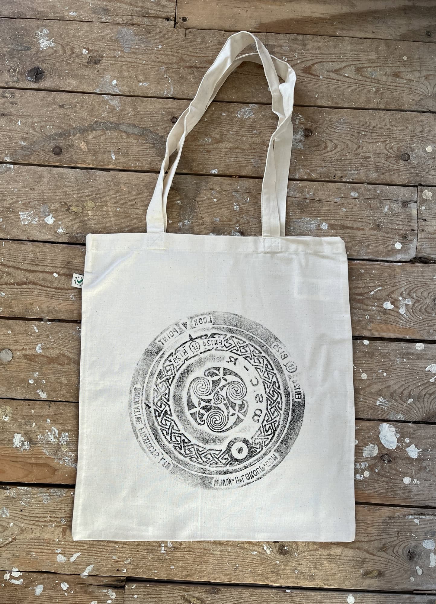 Relief printed urban tote bag – Water Meter, Derry City